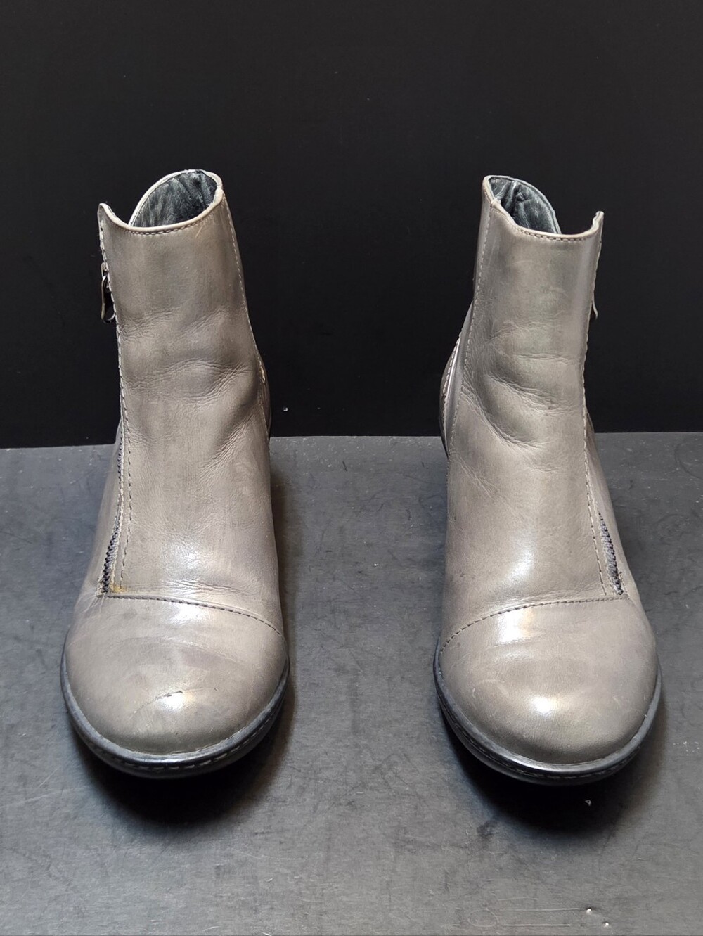 Dansko Billie Women's Gray Leather Ankle Boots Side Zip Wedge EU 38 US 7.5. 0226
